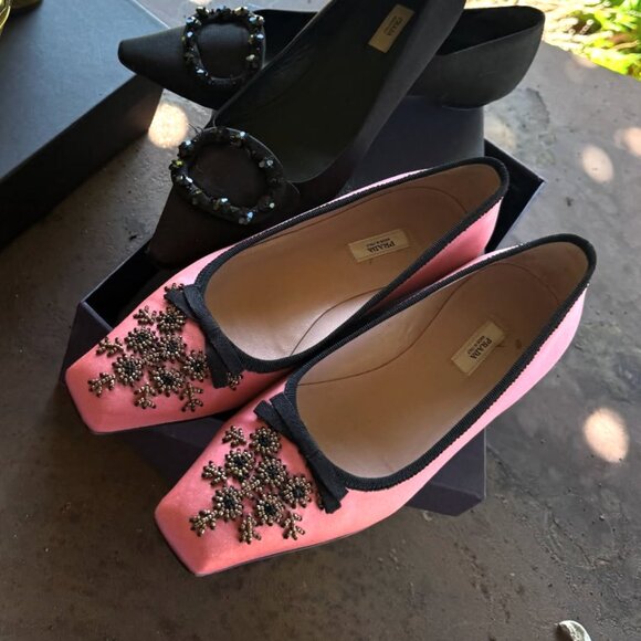 PRADA Satin Silk Beaded Kitten Heels shoes 38.5 - Picture 1 of 7